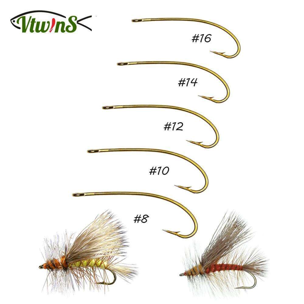Vtwins 50PCS 3X Long Shank Curve Barbed Hook Dry Flies Hoppers Terrestrials and Stonefly Nymphs Fly Tying Fishing Hooks Z260228