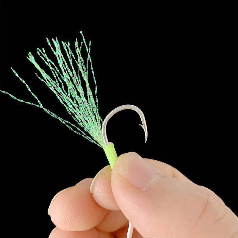 5pcs / Bag Szie 10 To 20 Luminous High-carbon Steel Slow Jigging Assist Double Fishing Hooks For Salt Water Z260228