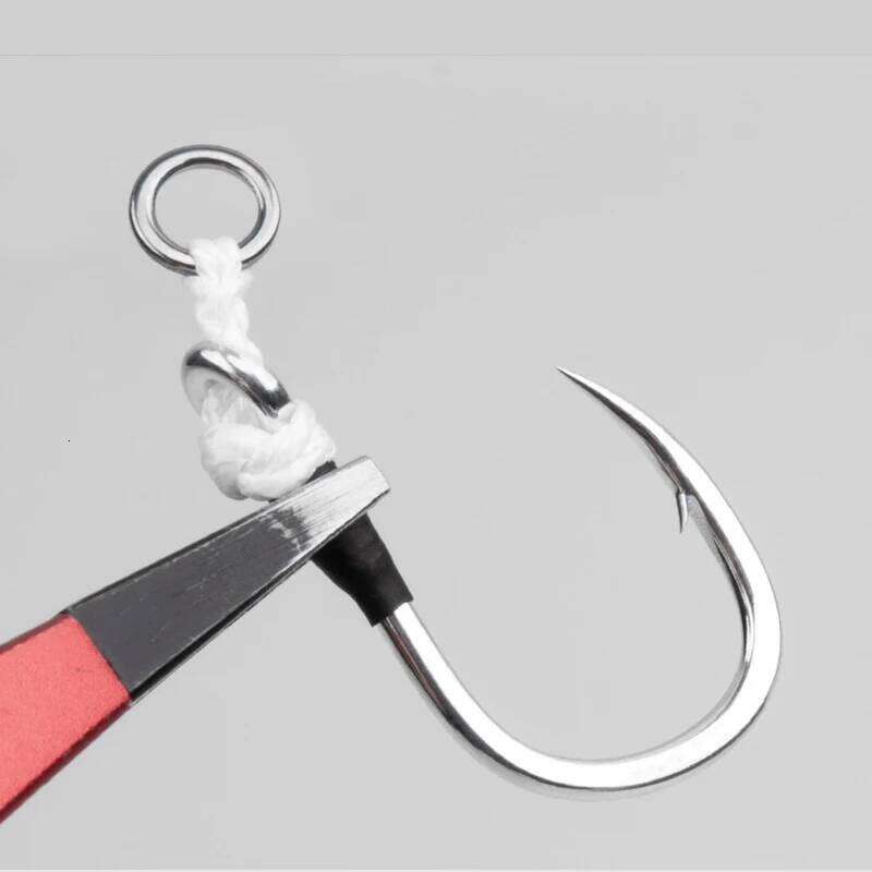 2pcs/bag High Carbon Steel Slow Single Sea Hook Saltwater Fishing Metal Jigging Assist Hooks Z260228
