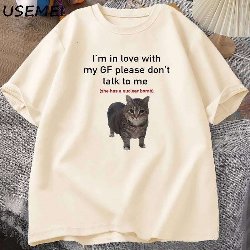I'm in Love with My GF Funny Cat T-shirts Boyfriends Cotton Loose O-Neck Oversized Tee Men's Short Sleeve T-shirt Couple Tees C260228 - view 4