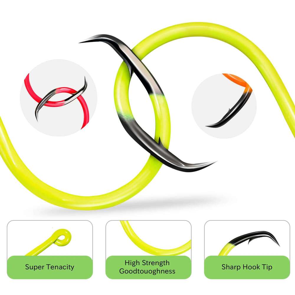 ZYZ 4~8pcs/Lot Circle 6/0# 7/0# 8/0# 9/0# 10/0# Fluorescent Coating Hawksbill Hook Saltwater Freshwater Fishing Hooks Z260228