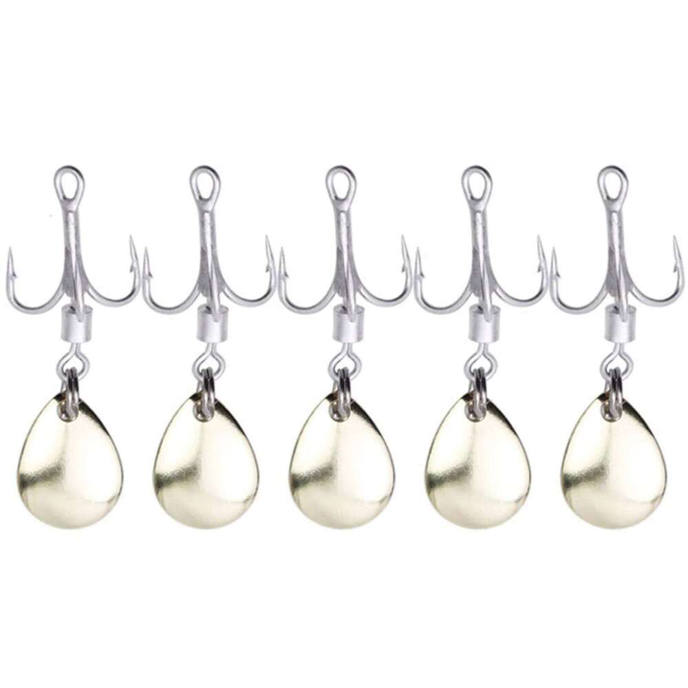 Pack Of 5 Treble Hooks With Blade Tail Spinner For Lures Baits Saltwater Fishing Z260228