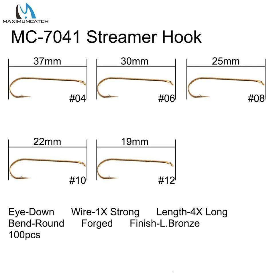 Maximumcatch 100pcs 4#-22# Fish-Friendly Barbed Fishing Dry&Wet&Nymph&Shrimp Caddis Pupa Streamer Fly Hooks Z260228