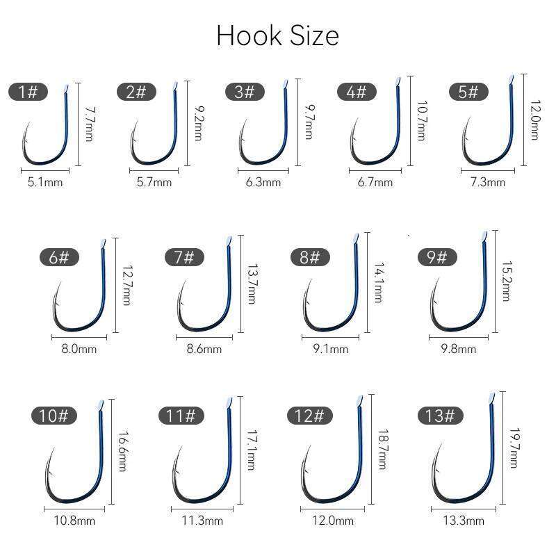 Sea Yolo 50Pcs/Box 1#-13# High Carbon Steel With Sharp Barbed Hooks Fishing Goods Japan Fishhook Single Jig Hook Z260228