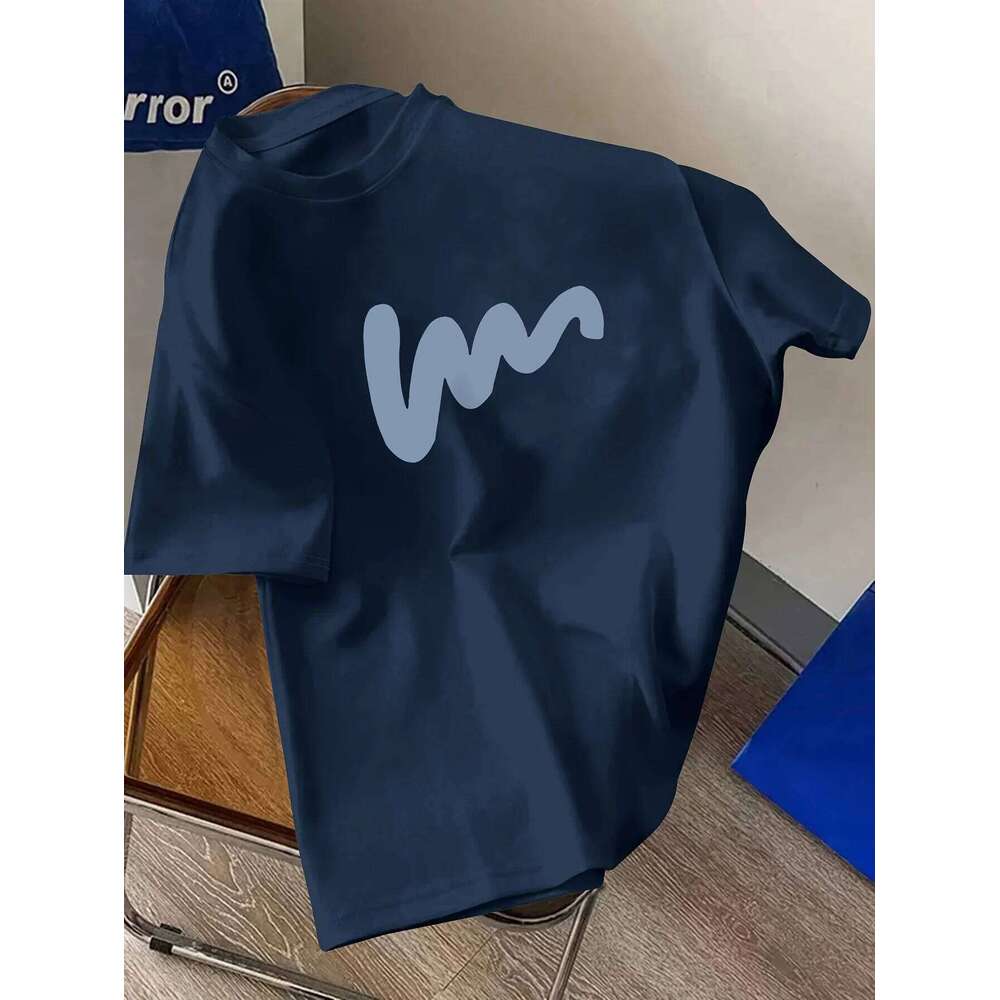 Summer Men's 100% Cotton Comfortable Casual Loose Oversized Creative Pattern Printed Sports Round Neck Short Sleeved T-shirt Top C260228 - view 6