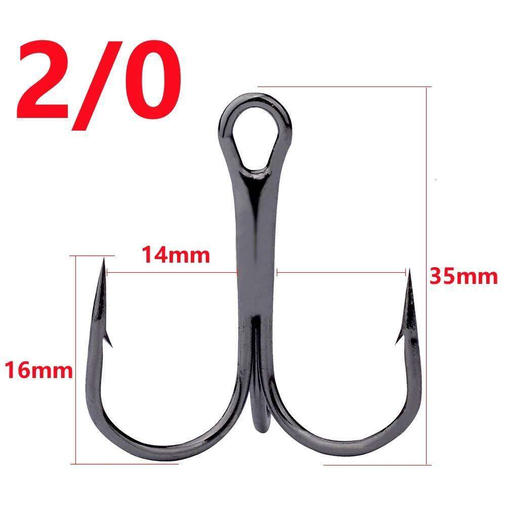 10Pcs/lot 2# 4# 6# 8# 10# 1/0 2/0 3/0 4/0 5/0 Black Hook High Carbon Steel Treble Overturned Hooks Fishing Tackle Z260228