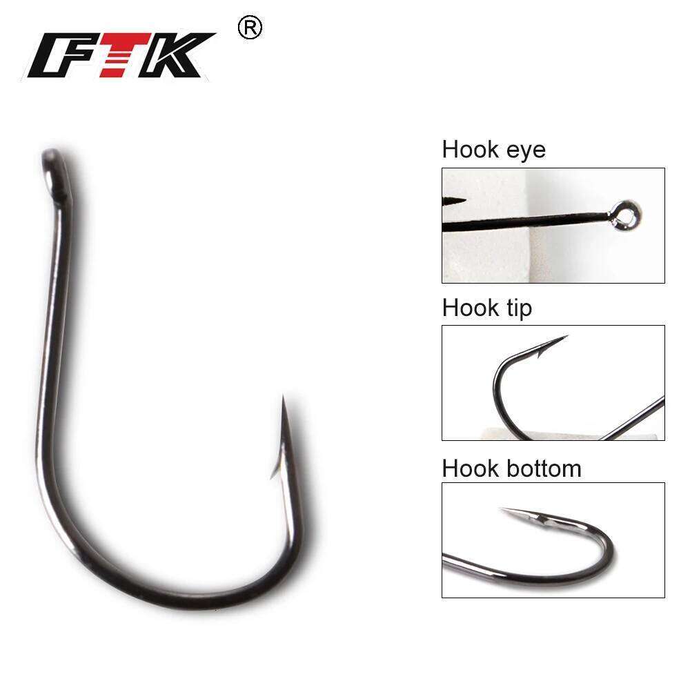FTK High-carbon steel Barbed Hook Size 8Pcs-10Pcs/Pack size 3#-14# Carp Hooks Super Needle Point KEIRYU For Fishing Tackle Z260228