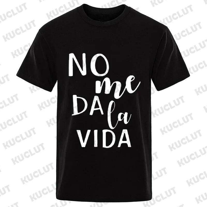 Letter It Doesn't Give Me Life Spanish Men Ladies Casual Basics O-collar Black Shirt Short Sleeve Unisex T-shirt Tops C260228 - view 3
