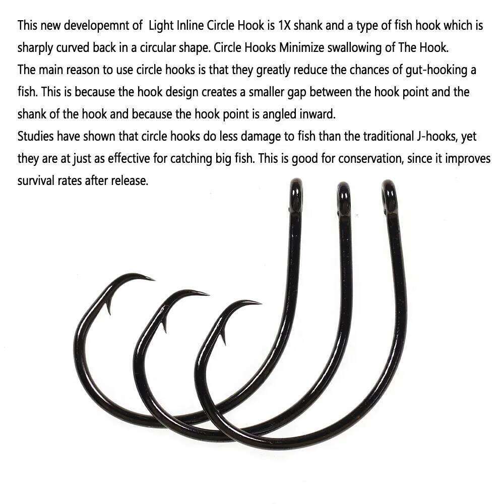 Bimoo 40pcs High Carbon Steel Light Inline Circle Hook For Saltwater Bass Catfish Octopus Wahoo Pike Tuna Fishing Tackle Z260228