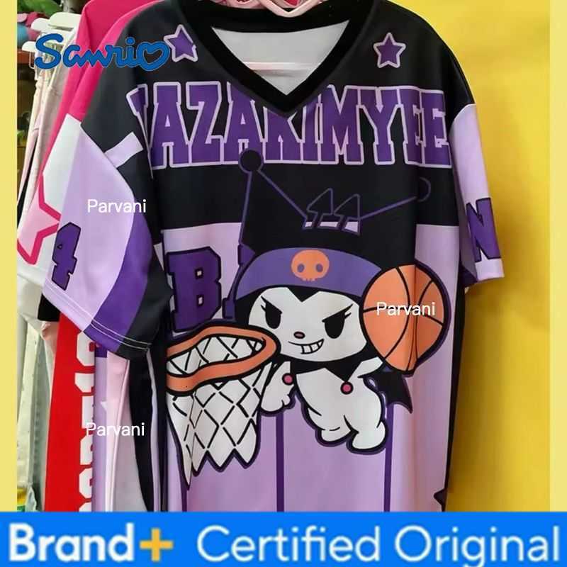 Sanrio Hello Kitty Sportswear Sports Tops Boys Girl Summer T-Shirt Jersey Cartoon Cute Breathable Retro Short Sleeve Loose H260228