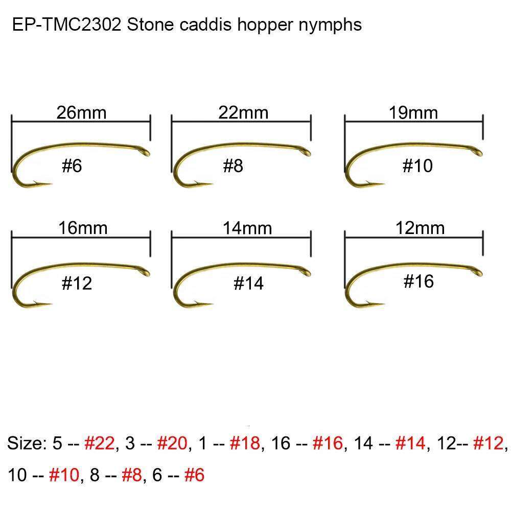 Eupheng 100pcs Steelhead Salmon Stone Bug Egg Series Caddis Hopper Streamer Wet Fly Fishing Hooks Z260228