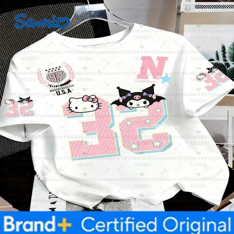Sanrio Summer Womens Girls Casual Hello Kitty Kuromi My Melody Print Kid Cute T-Shirt Round Neck Tee Outdoor Sport Mens T-shirt H260228