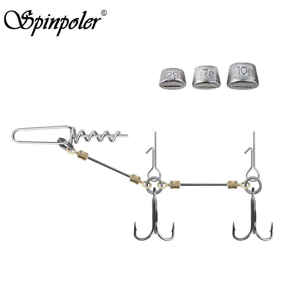 Spinpoler Pike Fishing Craft Shallow Screws Sets #6 #1/0 #2/0 Treble Hook 5g 7g 10g 15g 20g Sinker Weight Bass Trout Saltwater Z260228