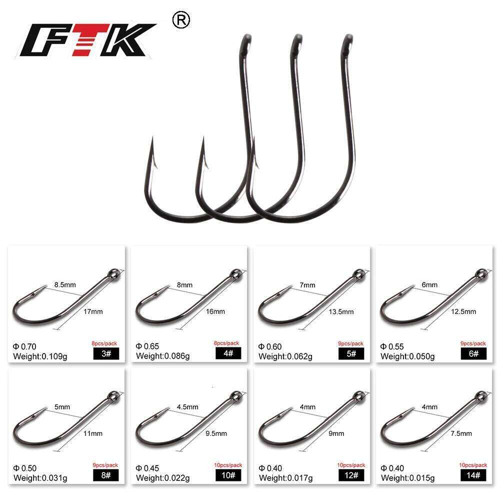 FTK High-carbon steel Barbed Hook Size 8Pcs-10Pcs/Pack size 3#-14# Carp Hooks Super Needle Point KEIRYU For Fishing Tackle Z260228