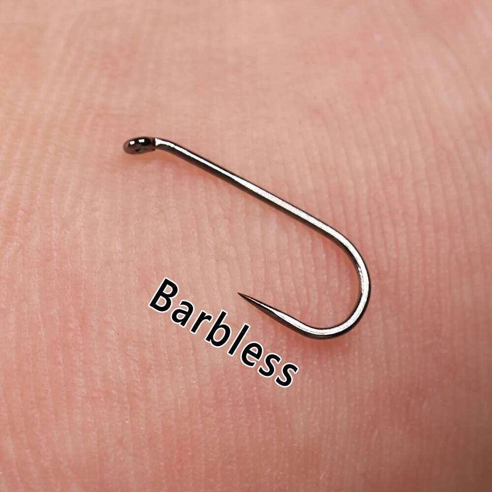 Bimoo 50pcs/100pcs #14 #16 #18 High Carbon Steel Barbless Hook For Tying Dry Wet Fly Nymph Trout Baits Z260228