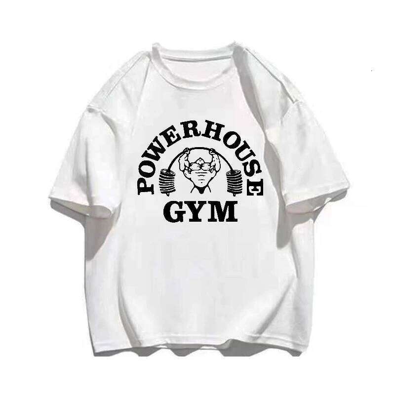 Summer Gym 100 Cotton Large Men's Letter Weightlifting Printed Round Neck T-shirt Street Outdoor High Quality Short Sleeve C260228 - view 3