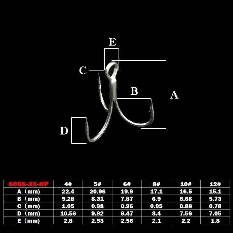 OUTKIT 5pcs/box 6066-3x-NP Strengthen Super Strong Twins Steel Alloy Sharp Lure Treble Tackle Hook Fishing Box Z260228