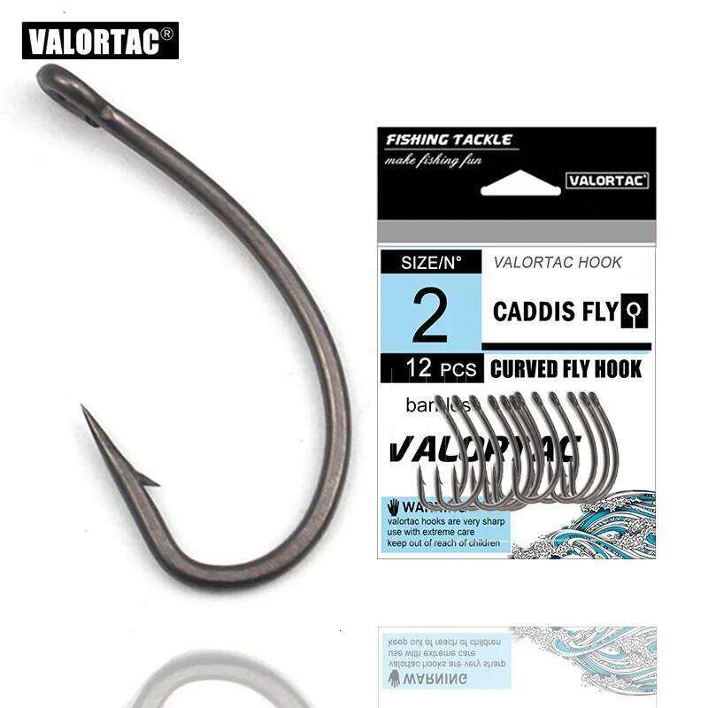 Curved fly hook black color anti-rust teflon coating flat shank high strength fishhook also fit for carp fishing Z260228