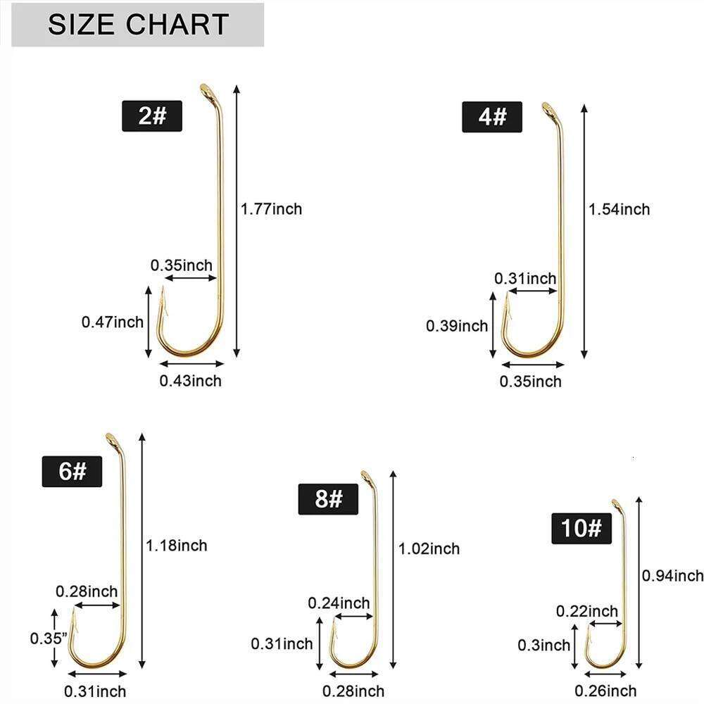 200Pcs Gold Tying Aberdeen Long Shank Dry Wet Nymph Streamer Fly Fishing Hooks Jig Flies hooks Z260228