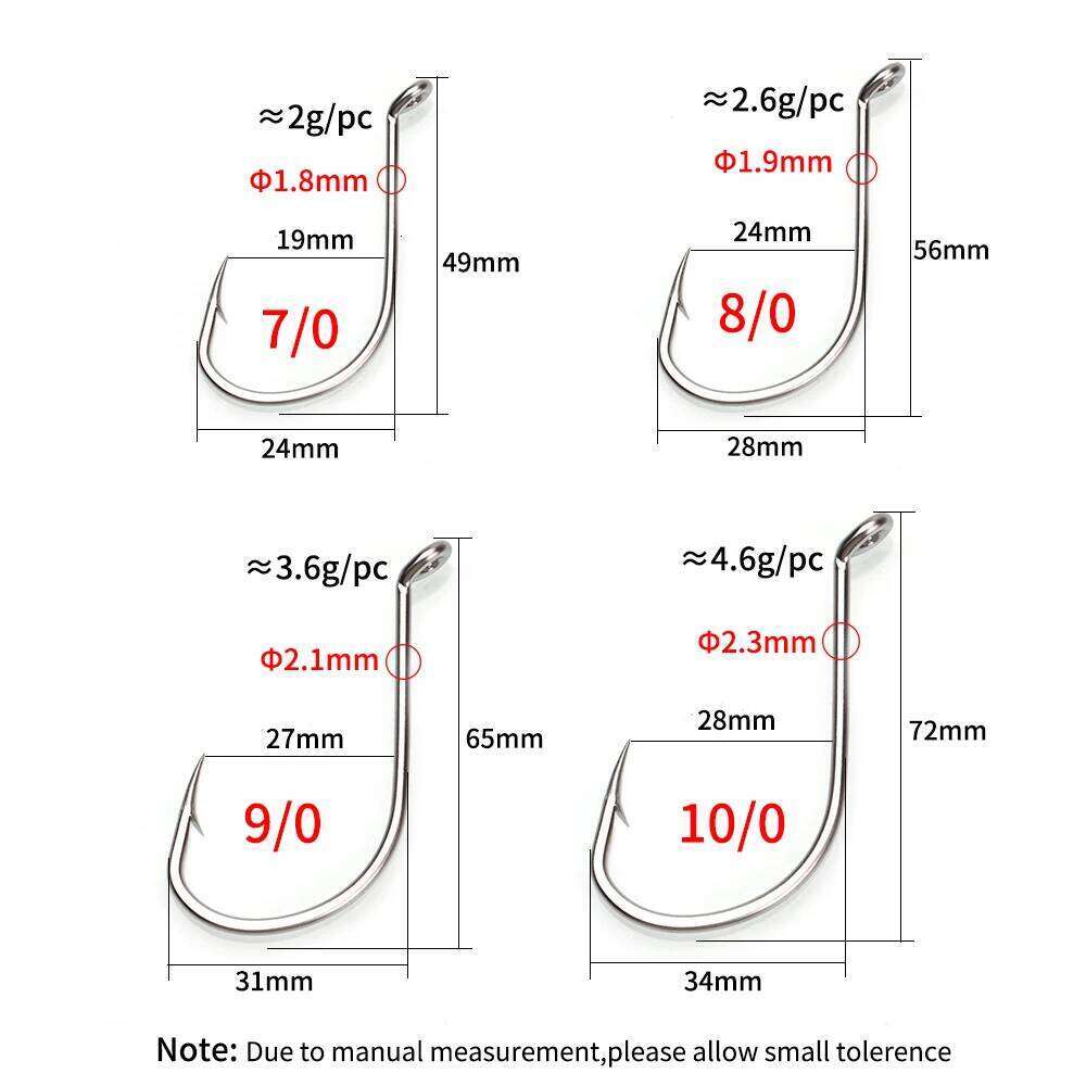 Ellllv Stainless Steel Octopus Hook Saltwater Fish Hooks Sea Fishing Terminal Tackle 1/0 2/0 4/0 6/0 8/0 10/0 Z260228