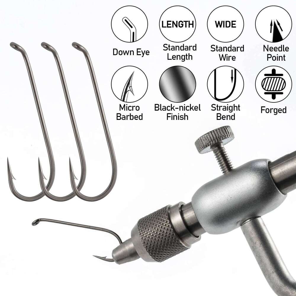 50pcs Barbed Barbless Tying Dry Wet Fly Fishing Nymph Stonefly Caddis Streamer Hook Trout Salmon Black Nickel Z260228