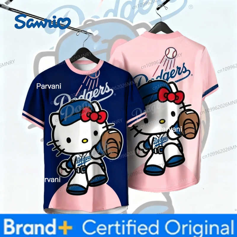 Sanrio Hello Kitty Sportswear Sports Tops Boys Girl Summer Men T-Shirt Jersey Cartoon Cute Breathable Retro Short Sleeve Loose H260228