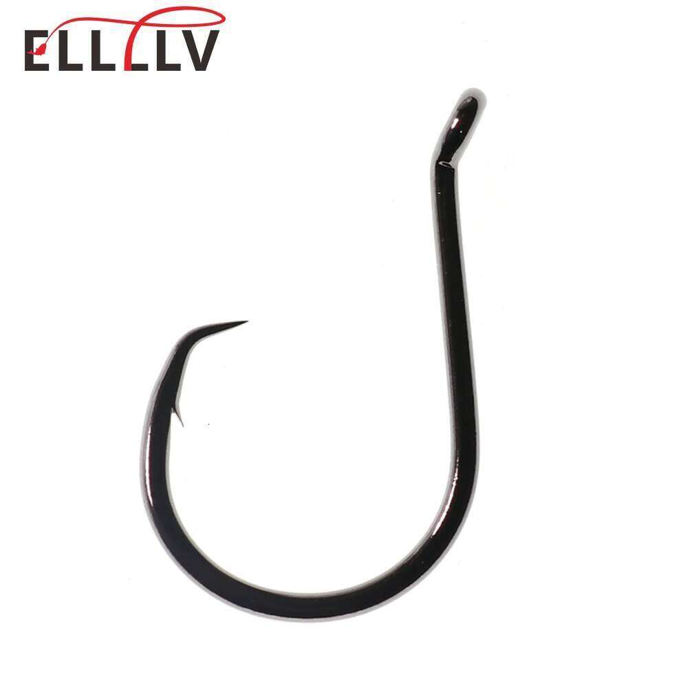 Ellllv 10PCS 1# - 9/0 Black Nickel Heavy Circle High Carbon Steel Saltwater Fishing Hook for Catfish Snapper Grouper Tuna Z260228