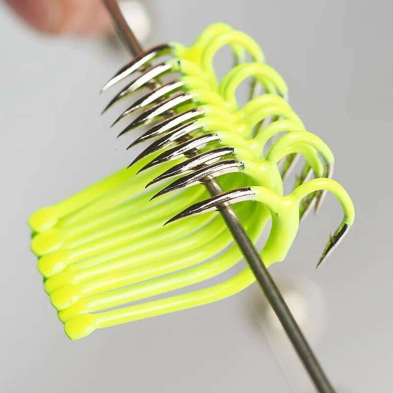 10Pcs/lot High-carbon Steel Two Strength Tip Sharp Fighting With Barbed Fish Gear For Sea Fishing Double Hook J010 Z260228