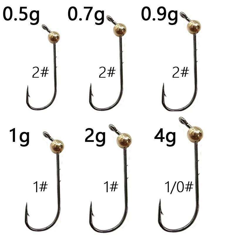 5pcs Mini Copper Head Barbed Fishhook Trout Soft Worm Lure Jig Hook Fishing Tackle Z260228