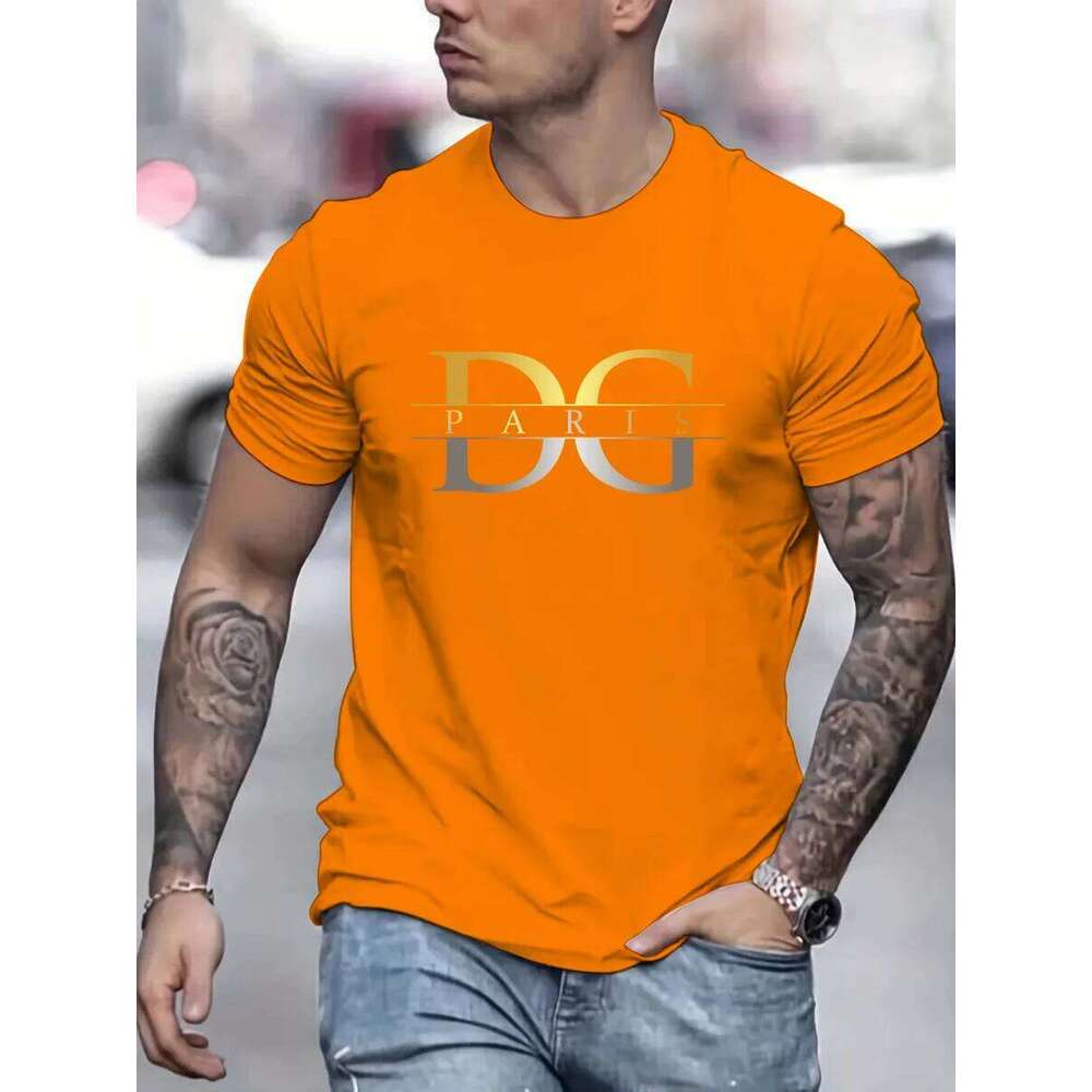 Men's T-shirt with gradient ramp letter print, quick-drying, breathable, high-quality street Harajuku clothing for summer C260228 - view 7