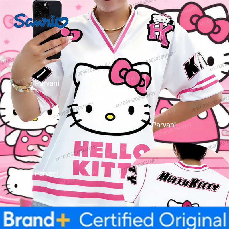 Sanrio Summer Man Tshirt Hellokitty Cartoon Graphic Printed Men T-Shirt CuteFashionable Football Sportswear Loose Casual Women T-shir H260228