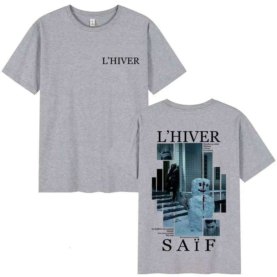 Rapper L'HIVER Saif Album 2025 Graphic T Shirt Men's Gothic Hip Hop Short Sleeve T-shirts Vintage Cotton T-shirt Fans Streetwear C260228 - view 5