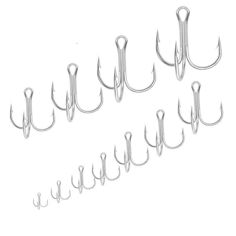 5pcs/lot Overturned High Steel Carbon Material Treble Black Fishing Hook Round Folded Z260228