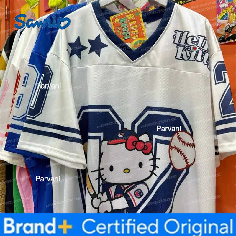 Sanrio Man Tshirt Hello Kitty Tshirt Cartoon Sportswear Women Men V-neck Loose Lightweight Breathable Streetwear Beach Tops H2602281