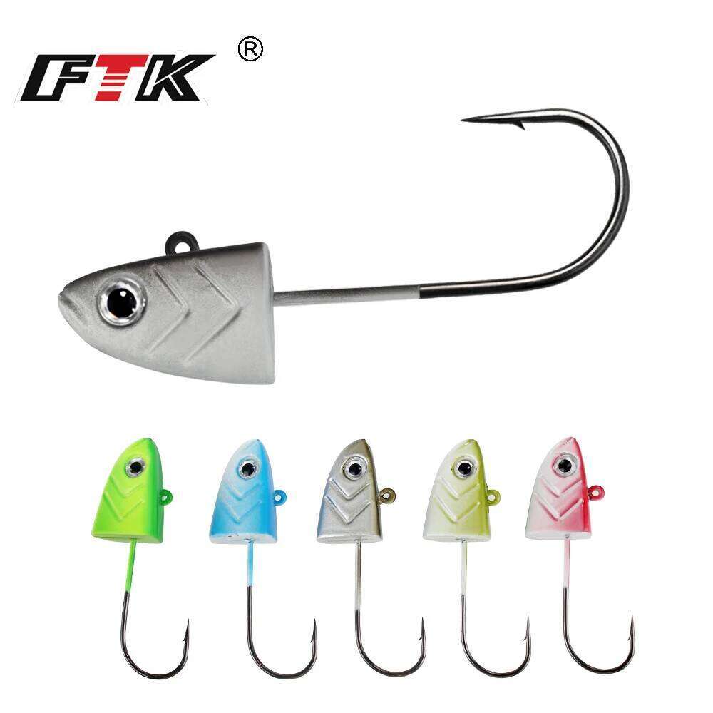 FTK Fishing Hooks 5g 12g 25g crank head Jig lure hard bait soft worm jig hook for fishing Z260228