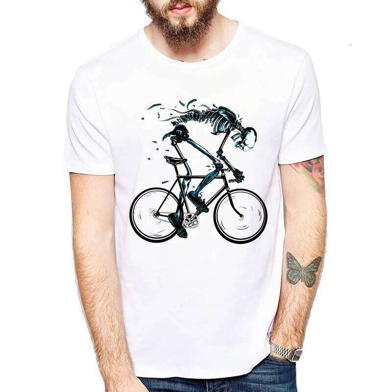 Worn out Bike Men's T-shirts Skeleton bicycle Short Sleeve Creative cycling art Tshirts Fashion Skull Desgin Top streetwear Tees C260228