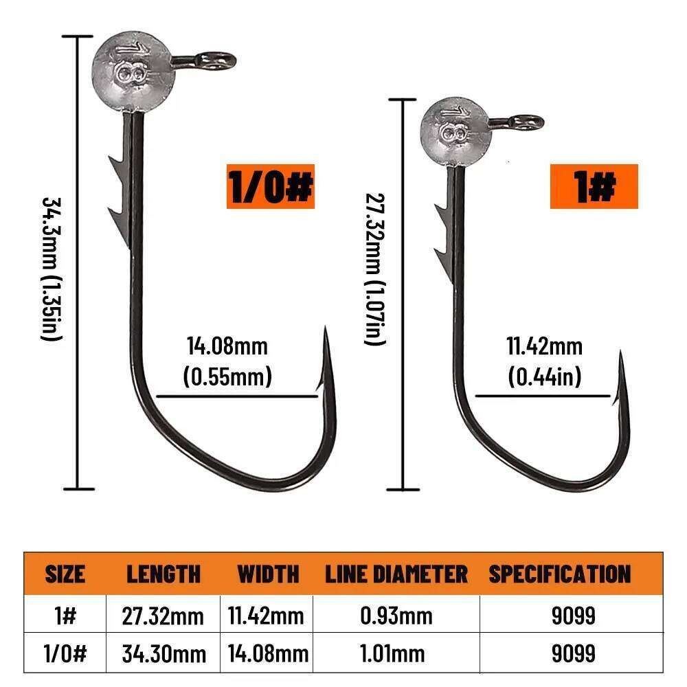 ZUKIBO Backstab Jig Heads Hook Shank Round Ball High Carbon Steel Long For Soft Lure Worm Fishing Accessorie 10pcs Z260228