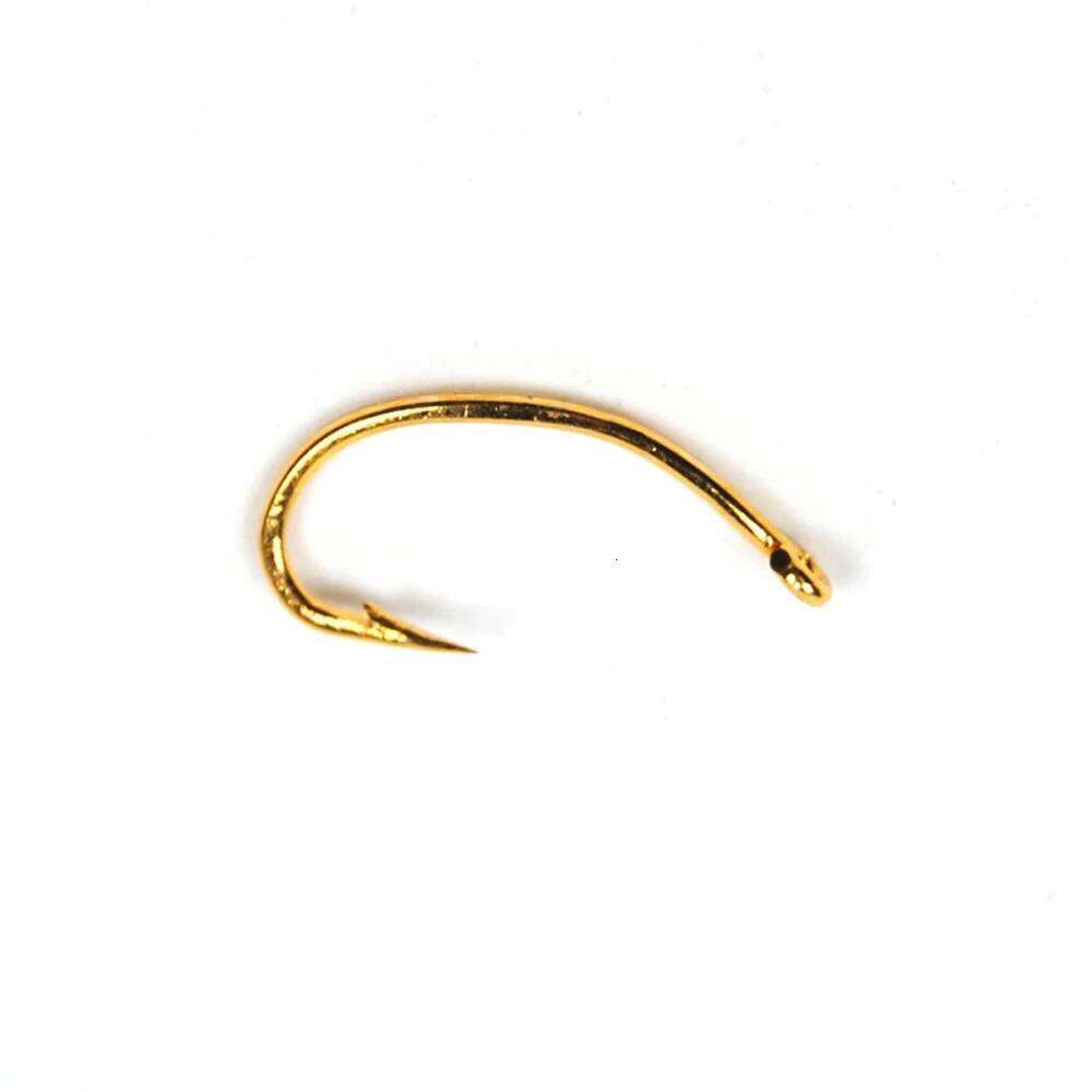 Bimoo 50pcs 100pcs #10 #12 #14 #16 Golden Curved Nymph Fly Tying Hook Scud Shrimp Pupae Larvae Caddis Emerges Trout Fishing Lure Z260228