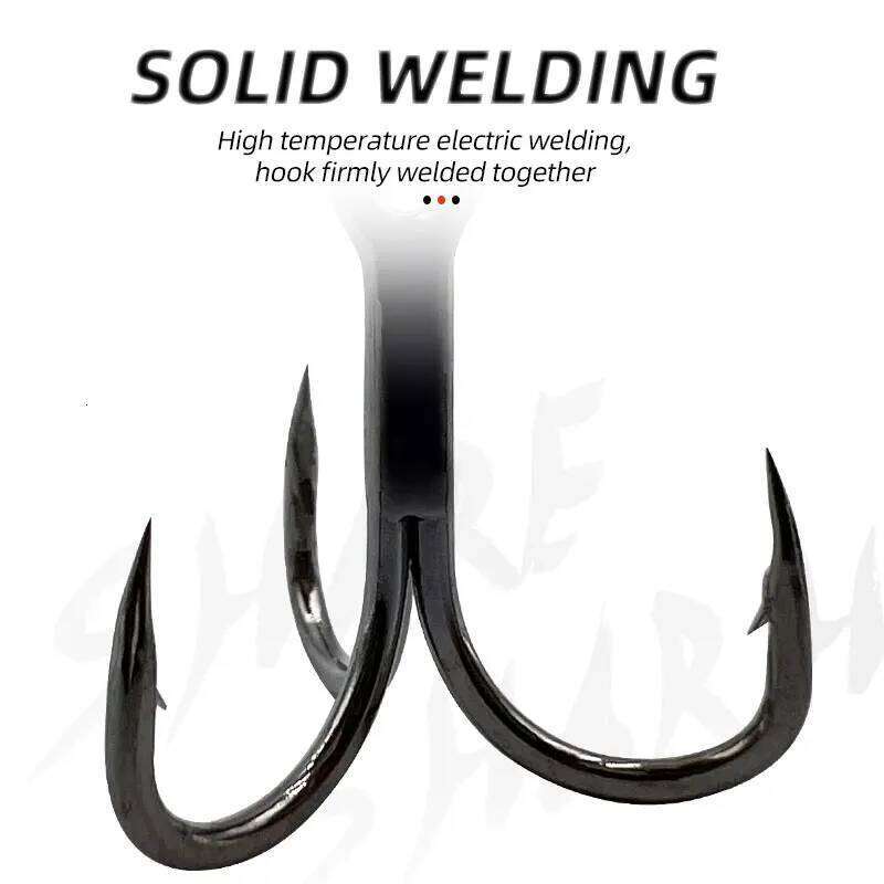 10 PCS 3X Strong Sea Fishing Triple Reinforced Blood Tank Sharp High Carbon Steel Saltwater Treble Hook Three Claw Hooks Z260228