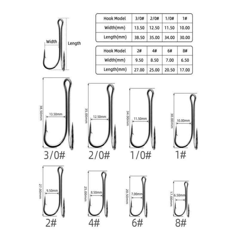 5 or10pcs/Lot Double Fishing Carbon Steel Durable Use Fly Tying Long High Fish Hook For Soft Lure Jig Bass Accessories Z260228