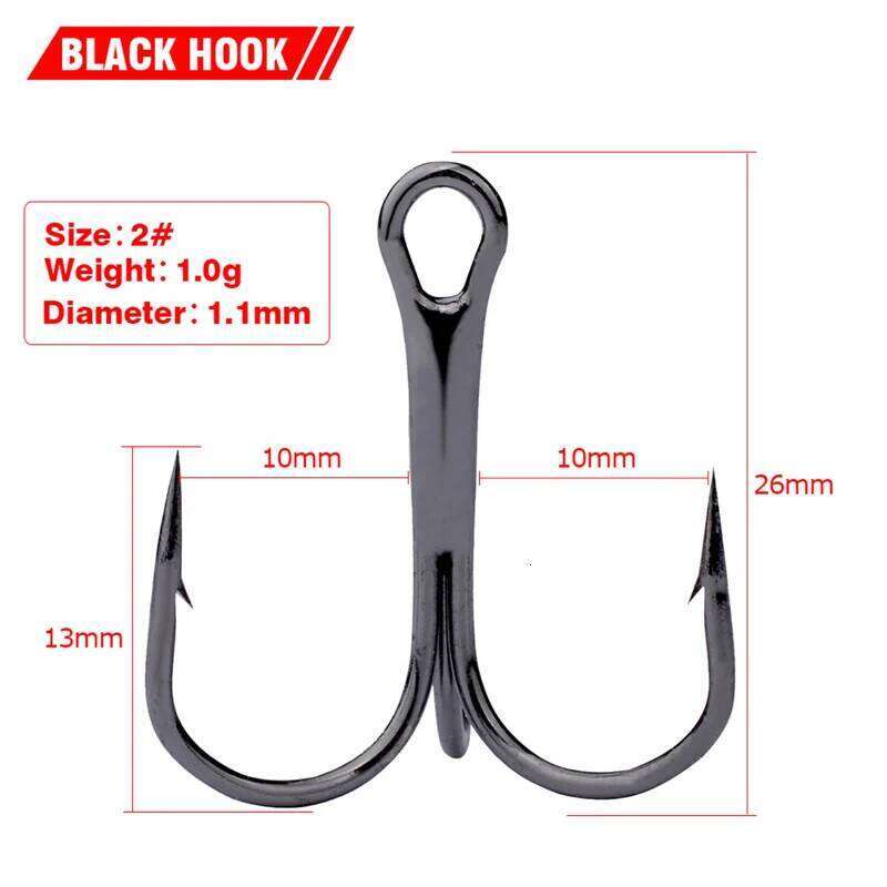 5pcs / lot VMC 3 x strong high carbon steel triple fishing hook type in size 2 4 6 8 10 12 14 # Z260228