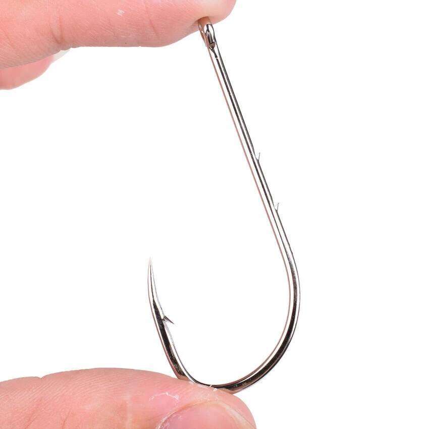 Long Shank Hooks For 100pcs 1/0#-6/0# High Carbon Steel Sharp Barbed Offset Narrow Bait Hook Fishing Tackle Accessories Z260228