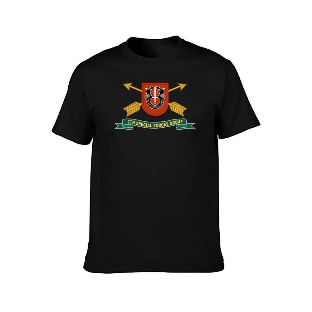 Army 7th Special Forces Group Flash w Br - Ribbon X 300 T-Shirt designer man t shirt cotton high quality T-shirt C260228 - view 3