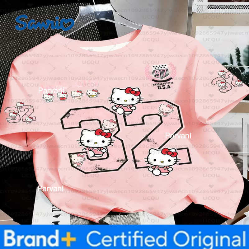 Sanrio Summer Womens Girls Casual Hello Kitty 3D Print Graphic Kid Cute T-Shirt Boy Round Neck Tee Outdoor Sport Mens T-shirt H260228