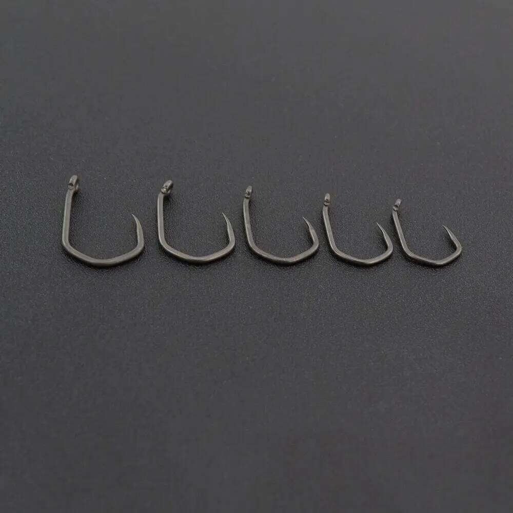 Hirisi 50pcs PTFE Coated High Carbon Stainless Steel Barbless Fish Hook With Eye 8020 Fishing Accessories Z260228