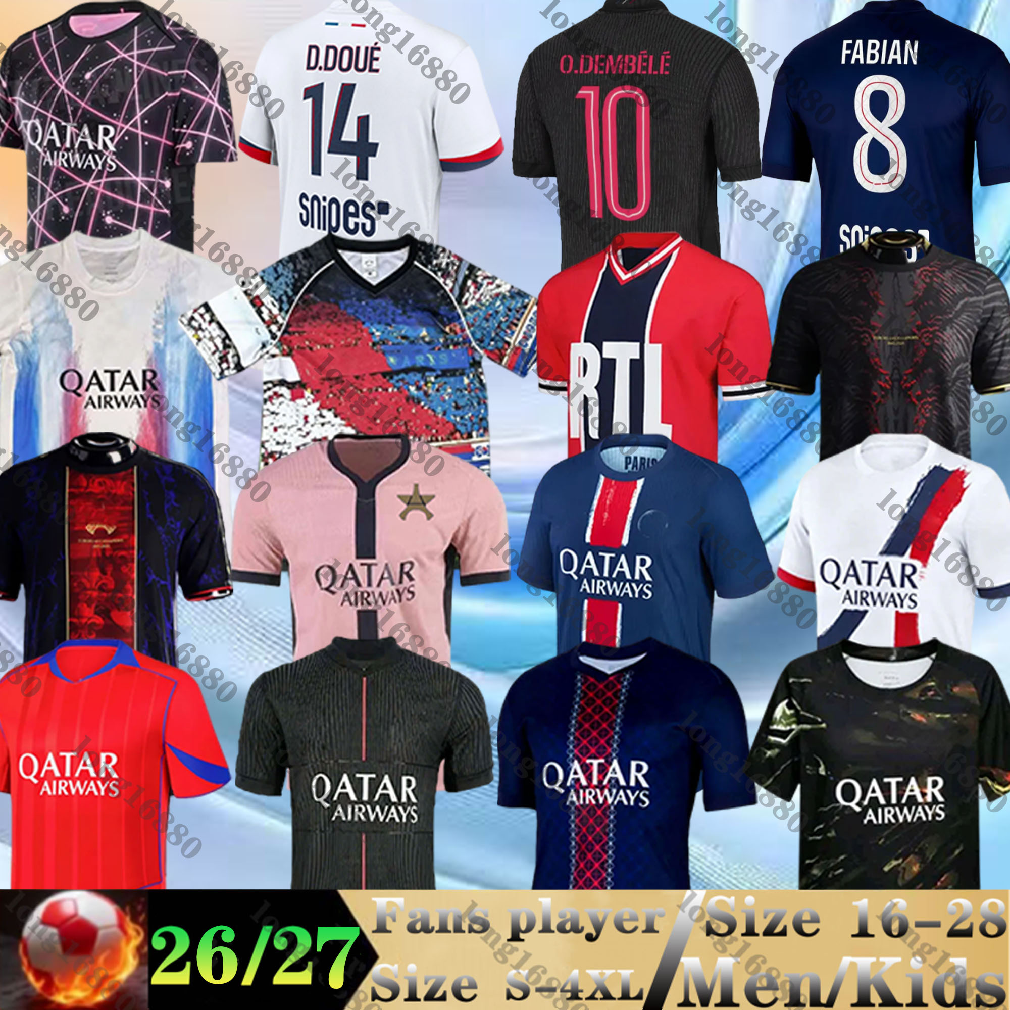 psges 25 26 D.DOUE KVARATSKHELIA Maillot de Foot Joao Neves Paris st germain soccer Jerseys Marquinhos Dembele Barcola Hakimi Ugarte Futebol camisa 2025 2026 Men Kits