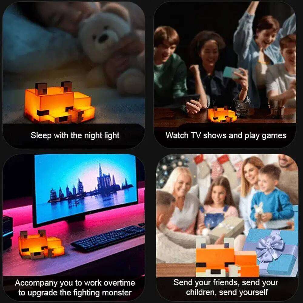 1/2pcs MC Game Cute Fox Night Light Soft Orange Glow Desk Home Atmosphere Luminous Table Lamp for Playrooms or Children Z260227