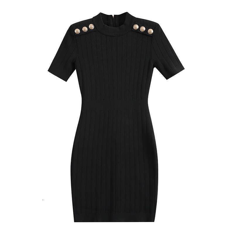 Small Fragrant Knitted Women's Belt 2026 a1 Spring/Summer New Metal Buckle Round A1 Neck Lightweight Luxury Slimming Dress