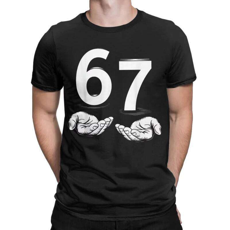 European and American Men T-Shirts Funny Six Seven Meme Gen Alpha Slang 67 Hands Vintage Cotton Tees Short Sleeve T Shirts C260228