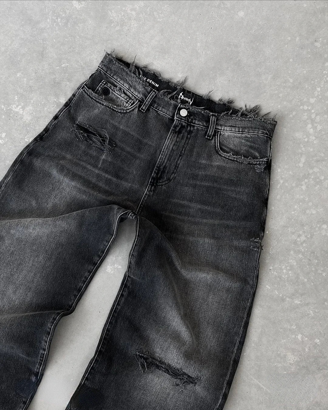 Men's Jeans Y2K Vintage Slim Fit Trendy Washed Men Women Harajuku Hip Hop Straight Leg Pants Gothic Fringed Casual Micro Flared Men's Clothi